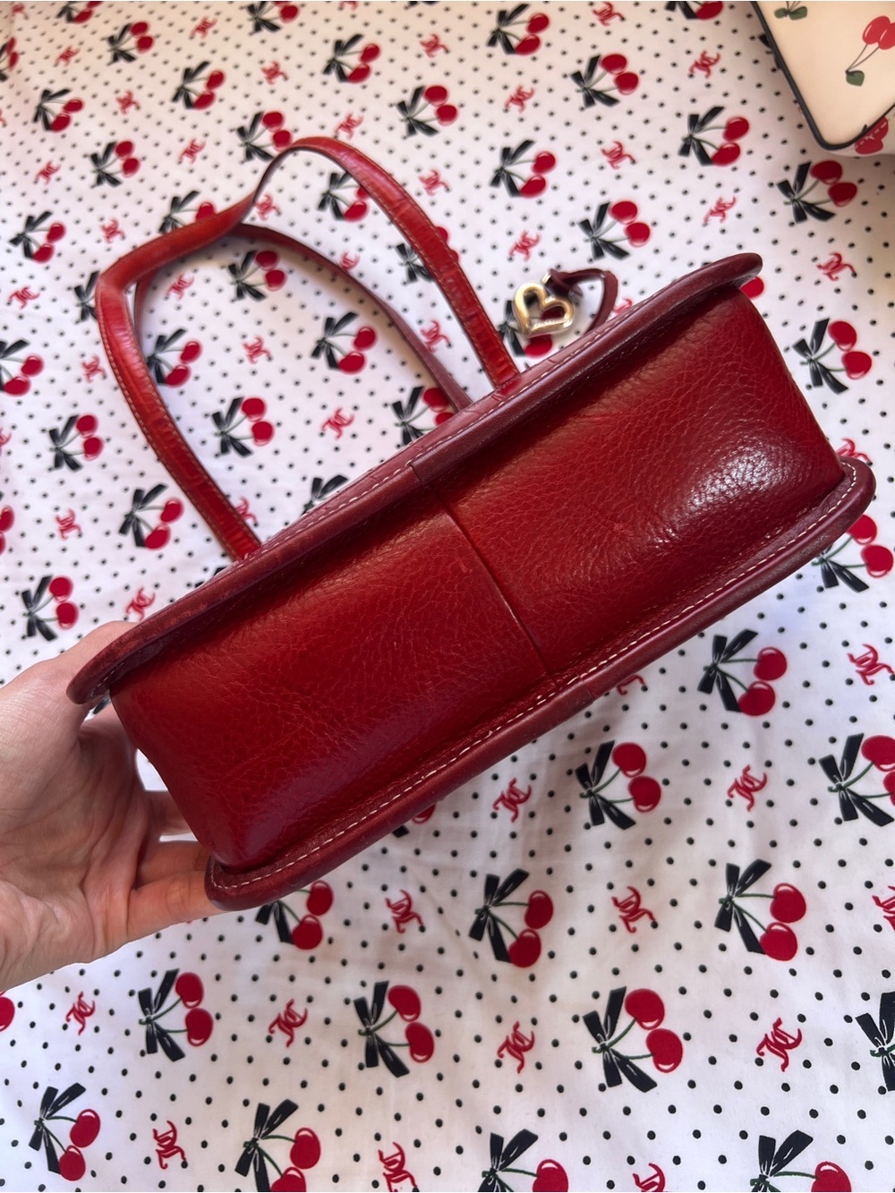 Brighton Greta Red Croc Embossed Leather Shoulder Bag | Silver Heart Hardware - Picture 9 of 9